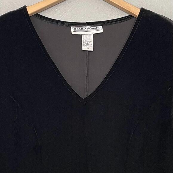 Vintage Black Velvet Maxi Dress Size 12 Holiday Gothic Romantic Witchy Evening - Picture 4 of 12